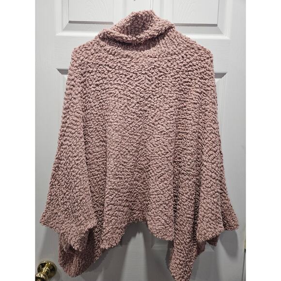 Romeo and Juliet Couture Popcorn Sweater Cowl Neck Rose Pink Size M Cape Shrug - Picture 6 of 8
